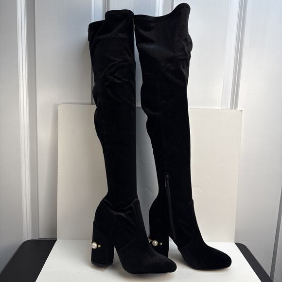 Ivanka Trump Velvet Tamir Tall Black Boots Zip size 6 NWOB - Picture 3 of 12
